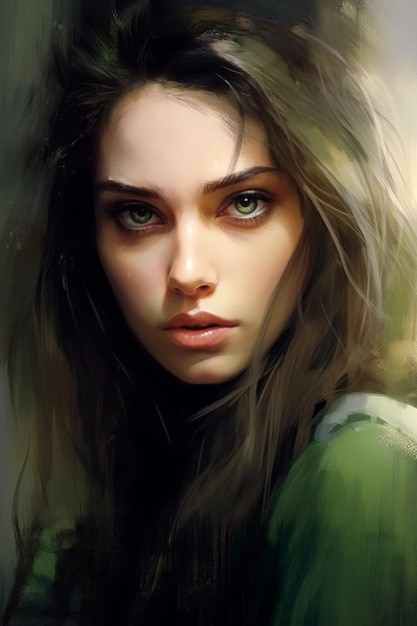 A portrait of a girl with green eyes