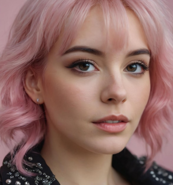 Portrait of a Girl with Pink Locks