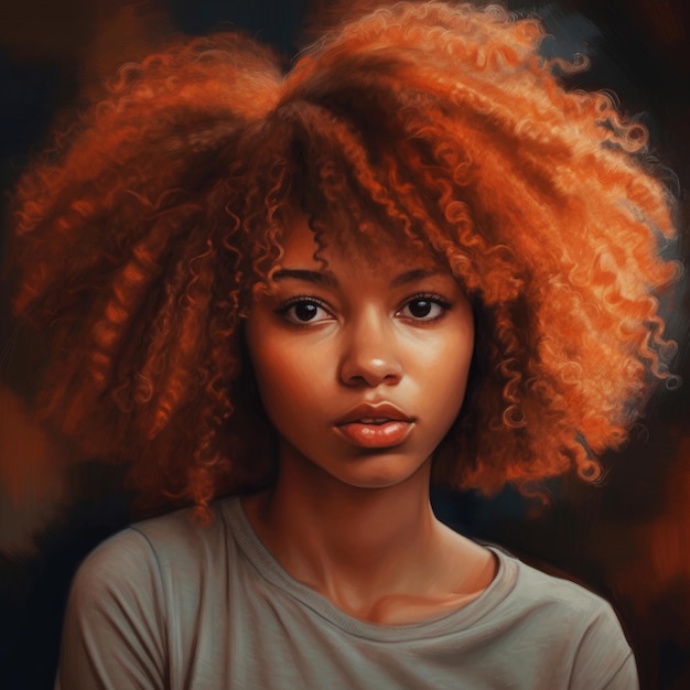 A portrait of a girl with red hair.