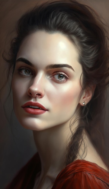 A portrait of a girl with a red lip and a nose ring.