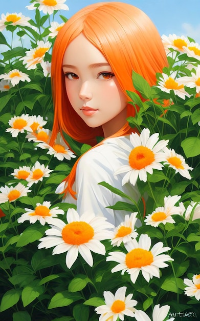 portrait of girl with summer solstice creamsicle plants