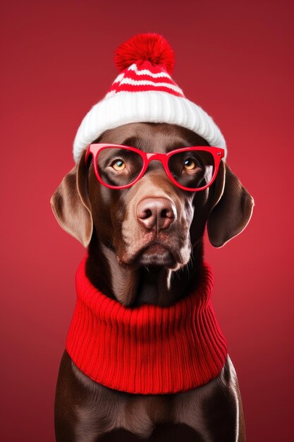 Photo portrait glasses dog christmas