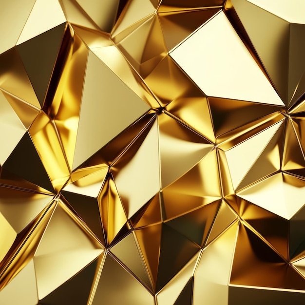 Photo portrait of gold low poly shapes abstract background 3d render