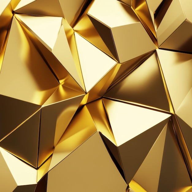 Photo portrait of gold low poly shapes abstract background 3d render