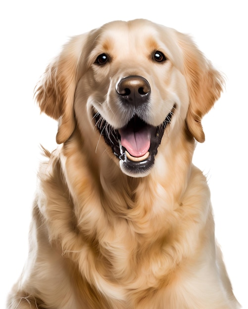 Portrait of a golden retriever dog on isolated background