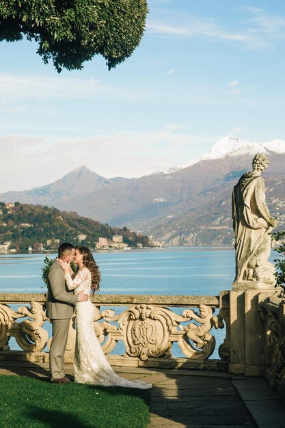 portrait of Gorgeous wedding couple in Italy