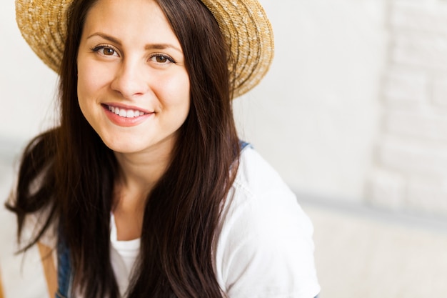 Portrait of gorgeous woman artist  at studio