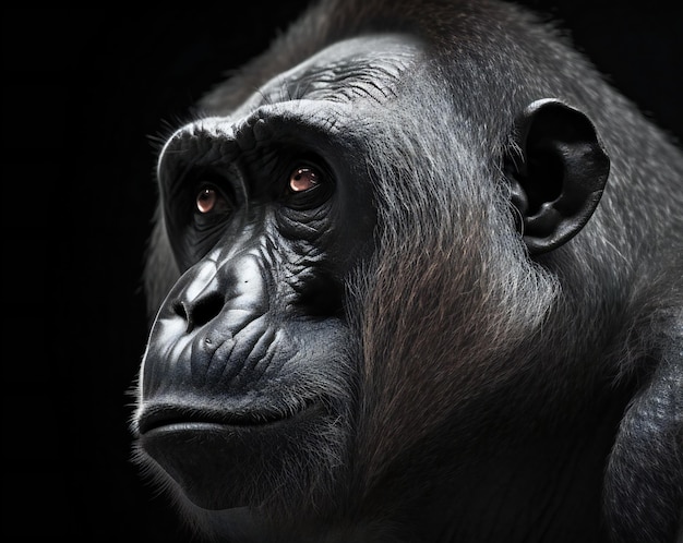 Portrait of a gorilla on a black background Studio shot