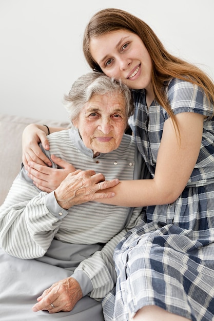 Portrait of grandmother with granddaughter