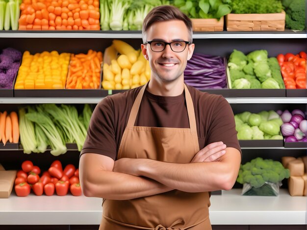 Photo portrait of a grocery shop manager