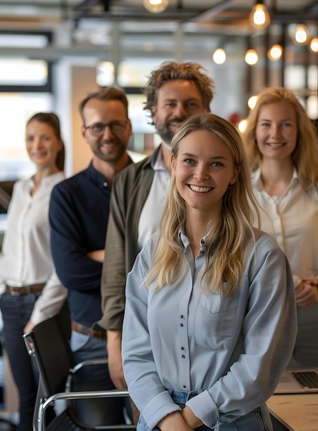 Photo portrait of a group of business people smiling at the camera