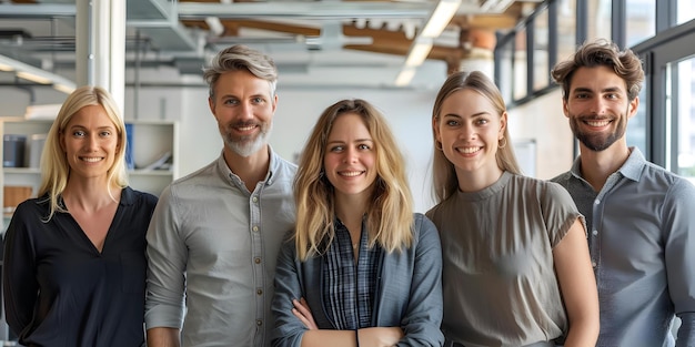 Photo portrait of a group of business people smiling at the camera