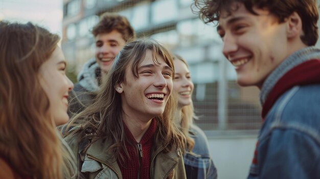 Photo portrait of group of friends together with happiness and love friendship and support