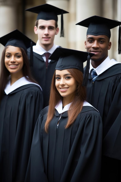 portrait of a group of university students on graduation day created with generative ai