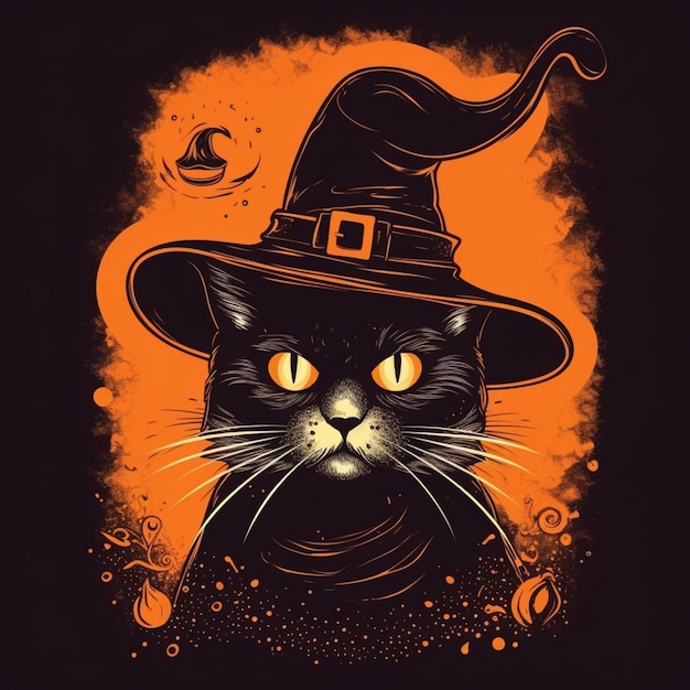 portrait of halloween cat wearing witch costume