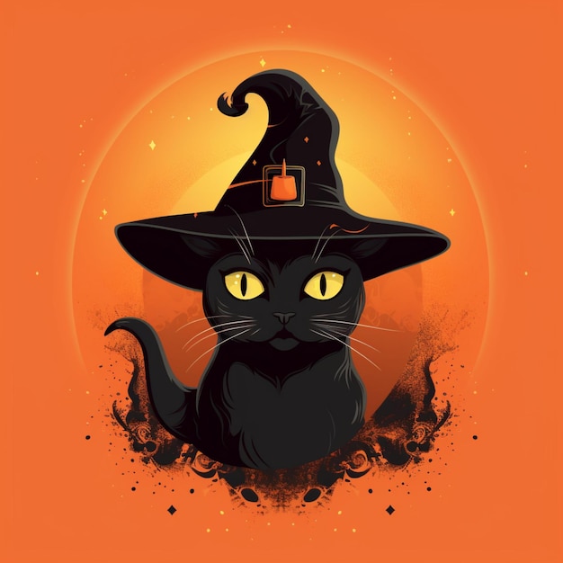 portrait of halloween cat wearing witch costume