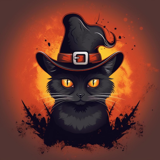 portrait of halloween cat wearing witch costume