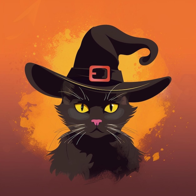 portrait of halloween cat wearing witch costume