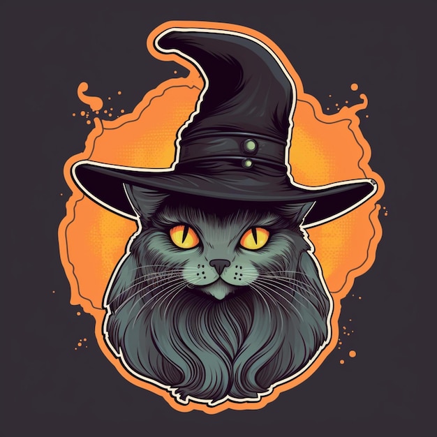 portrait of halloween cat wearing witch costume