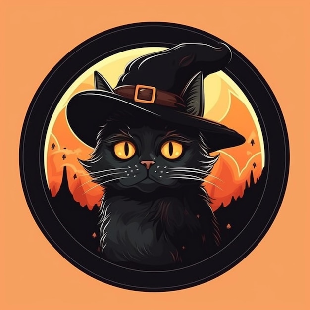 portrait of halloween cat wearing witch costume