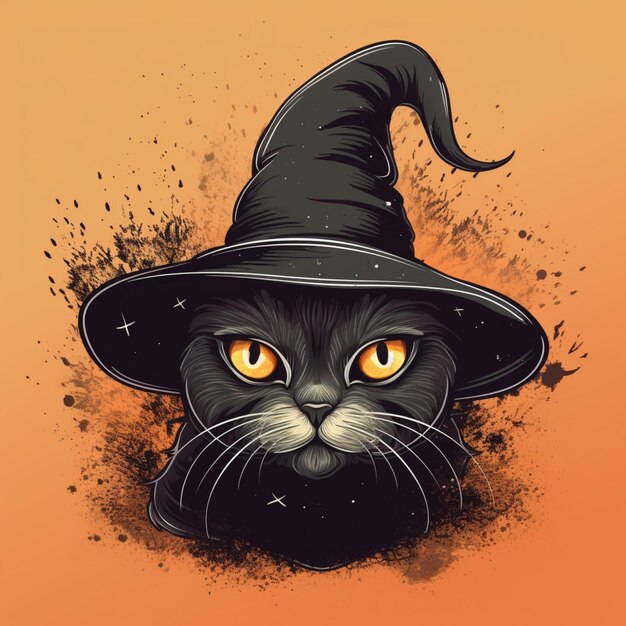 portrait of halloween cat wearing witch costume