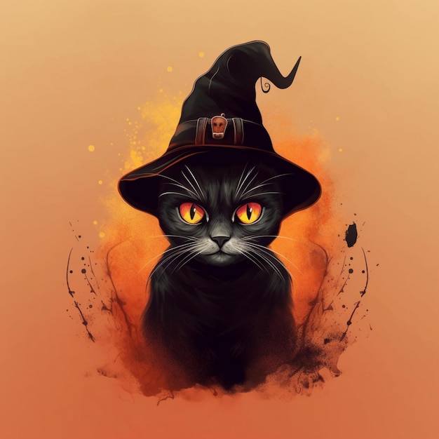 portrait of halloween cat wearing witch costume