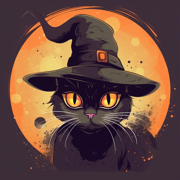 portrait of halloween cat wearing witch costume