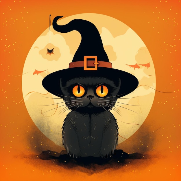 portrait of halloween cat wearing witch costume