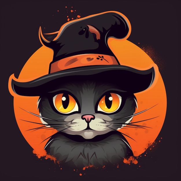 portrait of halloween cat wearing witch costume