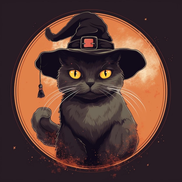 portrait of halloween cat wearing witch costume