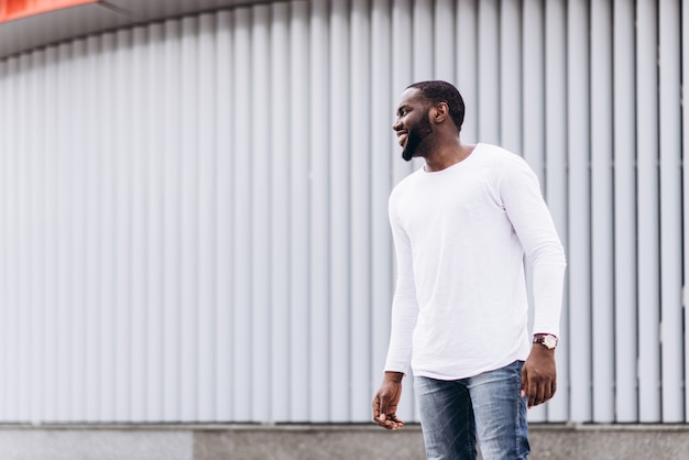 Portrait of handsome Afro American man wearing casual clothes