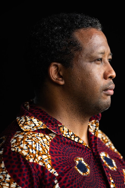 Portrait of handsome black man profile view