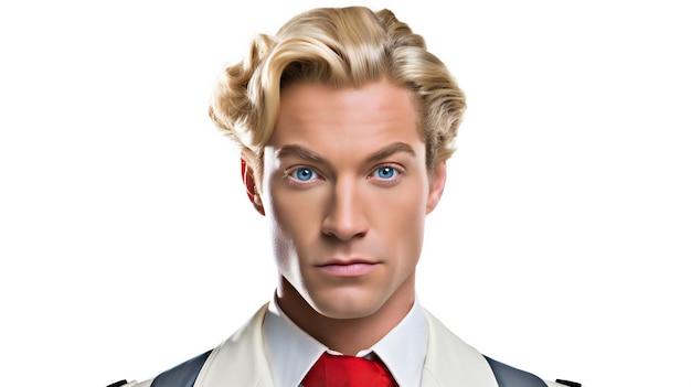 Portrait of handsome blond businessman with blue eyes isolated on white