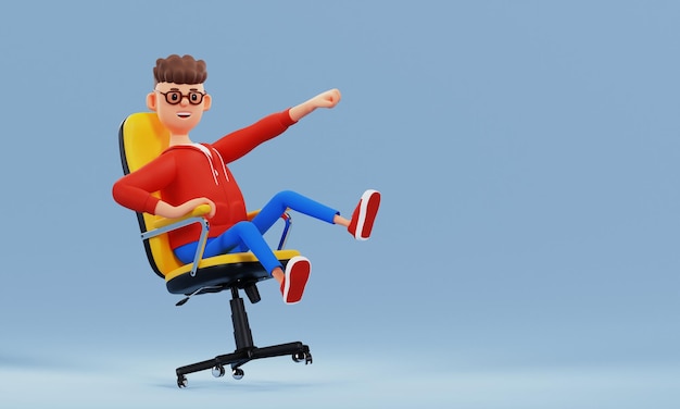 Portrait of a handsome cartoon character 3d illustration Office manager concept