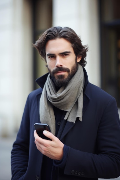 Portrait of a handsome man holding his cellphone and making a call