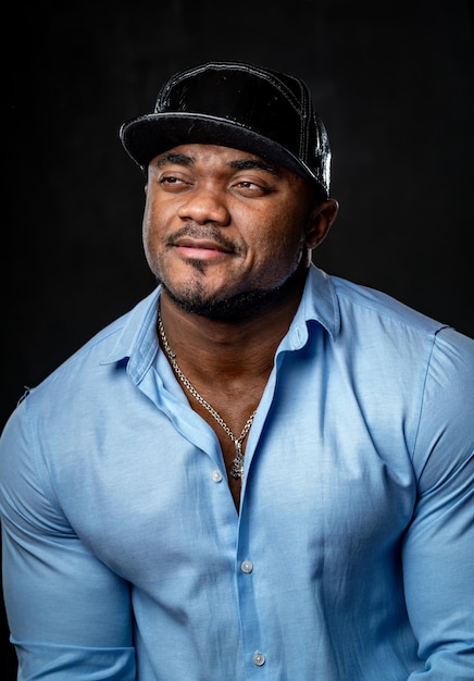 Portrait of handsome man in shirt and hat Young stylish person wearing lifestyle