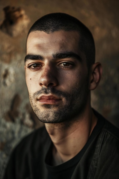 Portrait of a handsome young man in a black tshirt