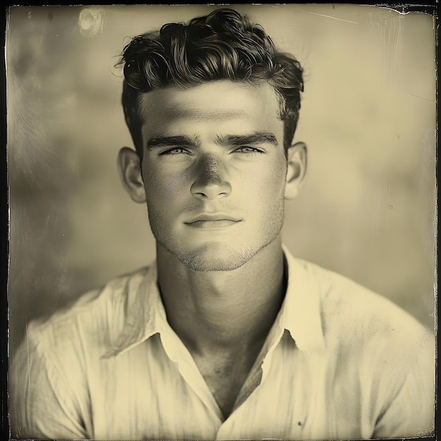 Photo portrait of a handsome young man photo in old image style