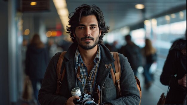 portrait of a handsome young man with beard looking at the camera portrait of a handsome young