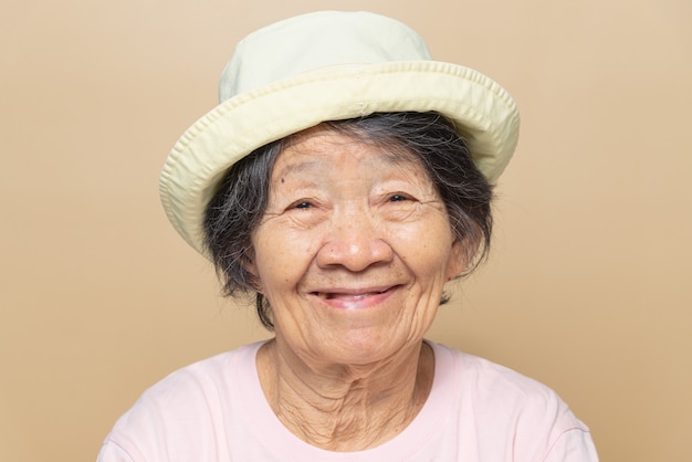 Portrait of happiness senior southeast asian woman.