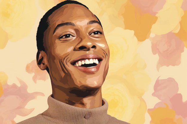 Portrait of a happy african american man with a colorful background