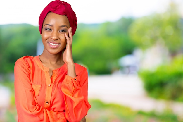 Portrait of happy african american woman