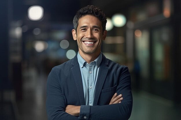 Portrait of a happy asian businessman smiling at the camera