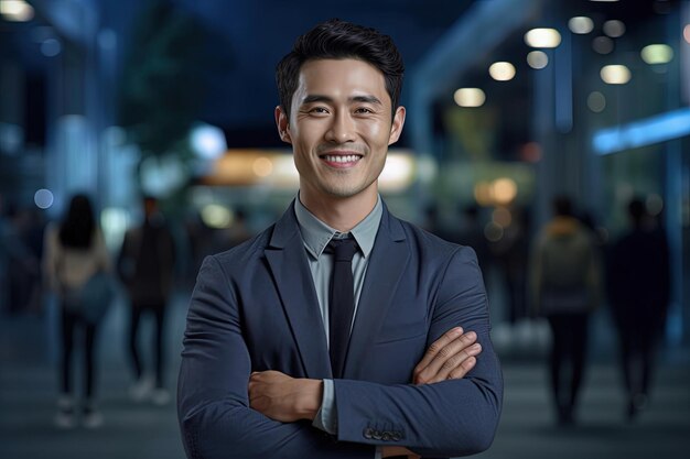 Portrait of a happy asian businessman smiling at the camera