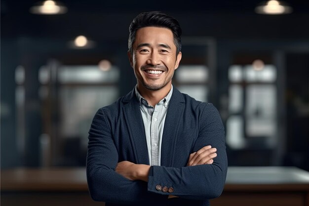 Portrait of a happy asian businessman smiling at the camera