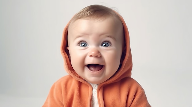 Portrait of happy cute baby generative ai