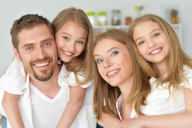 Portrait of a happy family at home