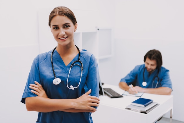 Portrait of Happy Female Physician in Clinic