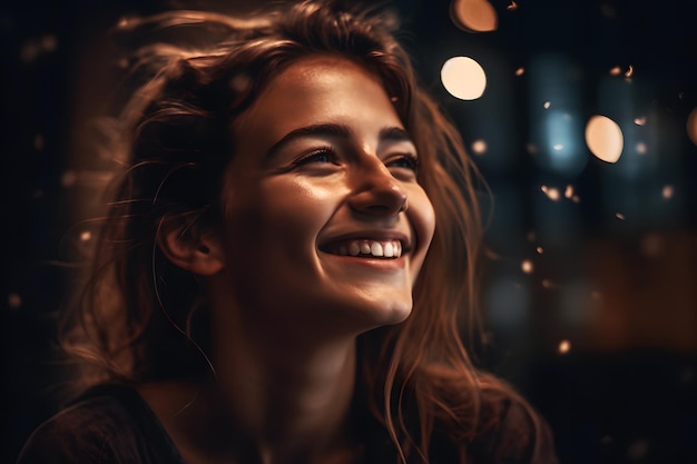 Portrait of a happy girl with a smile Neural network AI generated