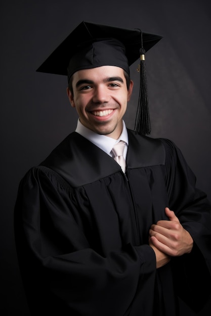 portrait of a happy graduate in his graduation gown created with generative ai